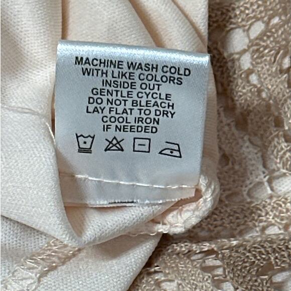 Tacera Unconditional Lace Overlay Bell Sleeve Crochet Dress Sz L Party Cocktail - Picture 13 of 13